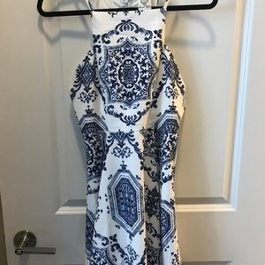 Blue and white dress